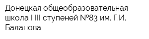 Донецкая общеобразовательная школа I-III ступеней  83 им ГИ Баланова
