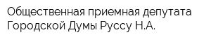 Общественная приемная депутата Городской Думы Руссу НА