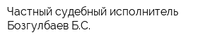 Частный судебный исполнитель Бозгулбаев БС