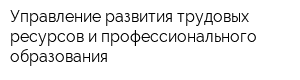 Управление развития трудовых ресурсов и профессионального образования