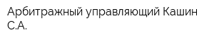 Арбитражный управляющий Кашин СА