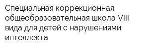 Специальная коррекционная общеобразовательная школа VIII вида для детей с нарушениями интеллекта