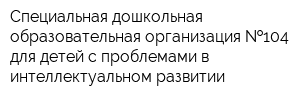 Специальная дошкольная образовательная организация  104 для детей с проблемами в интеллектуальном развитии