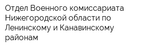 Отдел Военного комиссариата Нижегородской области по Ленинскому и Канавинскому районам
