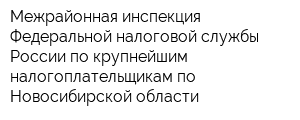 Межрайонная инспекция Федеральной налоговой службы России по крупнейшим налогоплательщикам по Новосибирской области