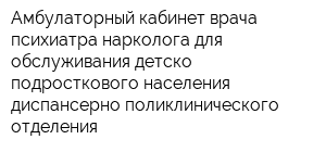 Амбулаторный кабинет врача психиатра-нарколога для обслуживания детско-подросткового населения диспансерно-поликлинического отделения
