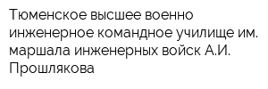 Тюменское высшее военно-инженерное командное училище им маршала инженерных войск АИ Прошлякова