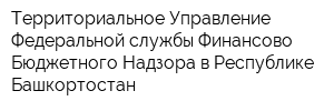 Территориальное Управление Федеральной службы Финансово-Бюджетного Надзора в Республике Башкортостан