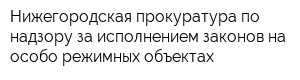 Нижегородская прокуратура по надзору за исполнением законов на особо режимных объектах