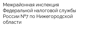 Межрайонная инспекция Федеральной налоговой службы России  7 по Нижегородской области