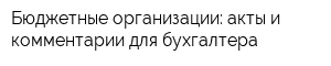 Бюджетные организации: акты и комментарии для бухгалтера