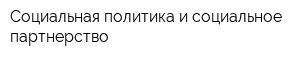 Социальная политика и социальное партнерство