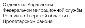Отделение Управления Федеральной миграционной службы России по Тверской области в Пролетарском районе