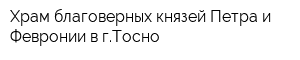 Храм благоверных князей Петра и Февронии в гТосно