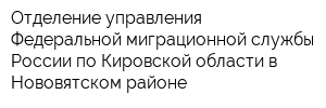 Отделение управления Федеральной миграционной службы России по Кировской области в Нововятском районе
