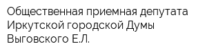 Общественная приемная депутата Иркутской городской Думы Выговского ЕЛ