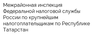 Межрайонная инспекция Федеральной налоговой службы России по крупнейшим налогоплательщикам по Республике Татарстан