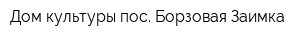 Дом культуры пос Борзовая Заимка