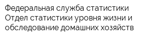 Федеральная служба статистики Отдел статистики уровня жизни и обследование домашних хозяйств