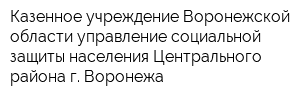 Казенное учреждение Воронежской области управление социальной защиты населения Центрального района г Воронежа