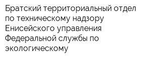 Братский территориальный отдел по техническому надзору Енисейского управления Федеральной службы по экологическому