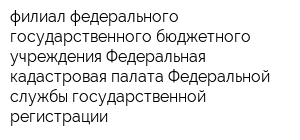 филиал федерального государственного бюджетного учреждения Федеральная кадастровая палата Федеральной службы государственной регистрации