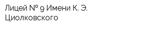 Лицей   9 Имени К Э Циолковского