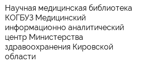 Научная медицинская библиотека КОГБУЗ Медицинский информационно-аналитический центр Министерства здравоохранения Кировской области