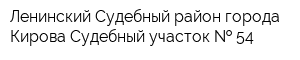 Ленинский Судебный район города Кирова Судебный участок   54