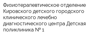 Физиотерапевтическое отделение Кировского детского городского клинического лечебно-диагностического центра Детская поликлиника   1