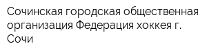 Сочинская городская общественная организация Федерация хоккея г Сочи