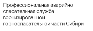 Профессиональная аварийно-спасательная служба военизированной горноспасательной части Сибири