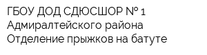 ГБОУ ДОД СДЮСШОР   1 Адмиралтейского района Отделение прыжков на батуте