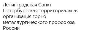 Ленинградская Санкт-Петербургская территориальная организация горно-металлургического профсоюза России