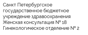 Санкт-Петербургское государственное бюджетное учреждение здравоохранения Женская консультация   18 Гинекологическое отделение   2