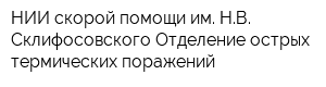 НИИ скорой помощи им НВ Склифосовского Отделение острых термических поражений