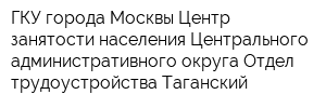 ГКУ города Москвы Центр занятости населения Центрального административного округа Отдел трудоустройства Таганский