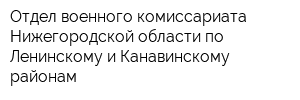 Отдел военного комиссариата Нижегородской области по Ленинскому и Канавинскому районам