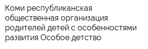 Коми республиканская общественная организация родителей детей с особенностями развития Особое детство