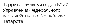 Территориальный отдел   40 Управления Федерального казначейства по Республике Татарстан