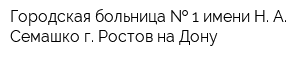 Городская больница   1 имени Н А Семашко г Ростов-на-Дону