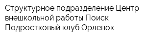 Структурное подразделение Центр внешкольной работы Поиск Подростковый клуб Орленок