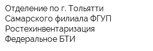 Отделение по г Тольятти Самарского филиала ФГУП Ростехинвентаризация - Федеральное БТИ