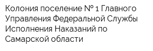 Колония-поселение   1 Главного Управления Федеральной Службы Исполнения Наказаний по Самарской области