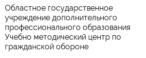 Областное государственное учреждение дополнительного профессионального образования Учебно-методический центр по гражданской обороне
