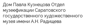 Дом Павла Кузнецова Отдел музеефикации Саратовского государственного художественного музея имени АН Радищева