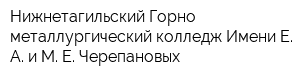 Нижнетагильский Горно-металлургический колледж Имени Е А и М Е Черепановых