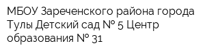 МБОУ Зареченского района города Тулы Детский сад   5 Центр образования   31
