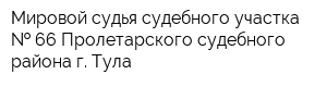 Мировой судья судебного участка   66 Пролетарского судебного района г Тула