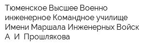 Тюменское Высшее Военно-инженерное Командное училище Имени Маршала Инженерных Войск А И Прошлякова